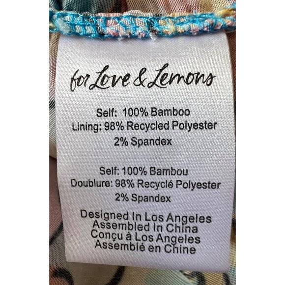 For Love & Lemons Yasmin Mini Dress Monet Floral Bamboo New Size Small - Picture 13 of 13